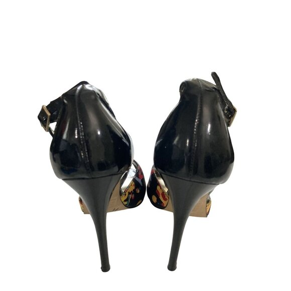 Bakers Women's size 5 Black Multicolor Peep-Toe Ankle Strap pump Heels - Picture 3 of 7